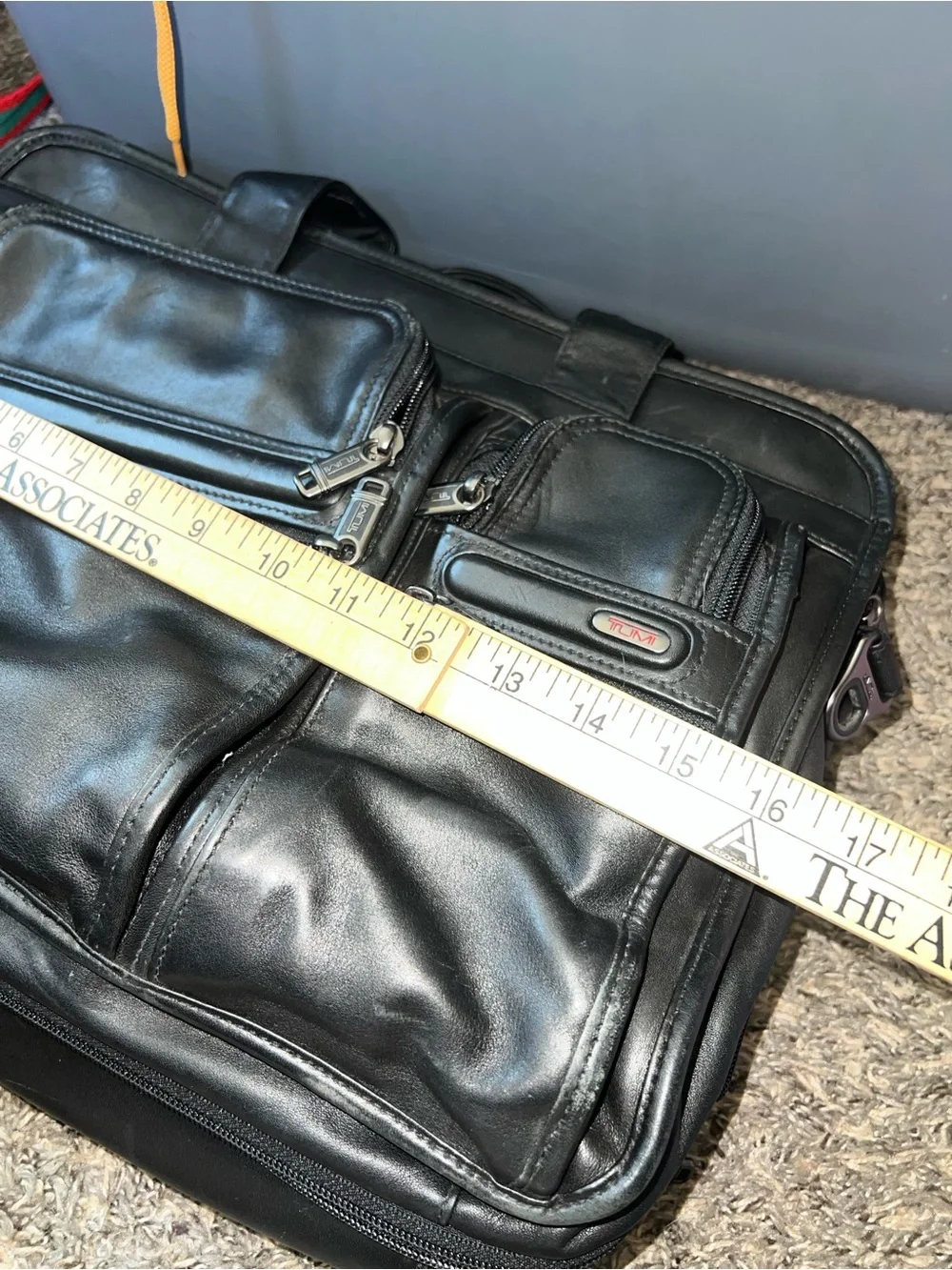 Tumi travel leather briefcase